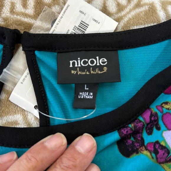 NWT Nicole Miller Floral dress SzL Called Mirrored Bloom. Sz L - Picture 7 of 10